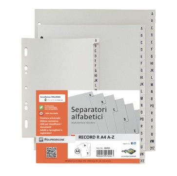 Separatore alfabetico A/Z Record R - PPL - 24,5 x 30 cm - A4 maxi - grigio - Sei Rota