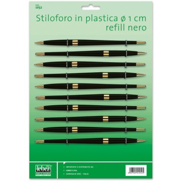 Penna ricambio con refill - diametro 10 mm - nero - Lebez - conf. 10 pezzi