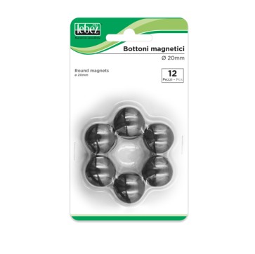 Bottoni magnetici - diametro 2 cm - nero - Lebez - blister 12 pezzi