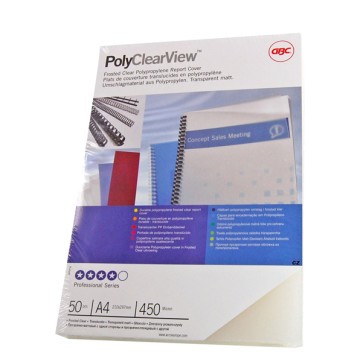 Copertine PolyClear View - A4 - 300 micron - PPL - neutro trasparente opaco - GBC - conf. 100 pezzi