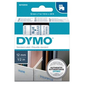 Nastro D1 450110 - 12 mm x 7 mt - blu/trasparente - Dymo