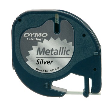 Nastro metallico Letratag 912080 - 12 mm x 4 mt - argento - Dymo