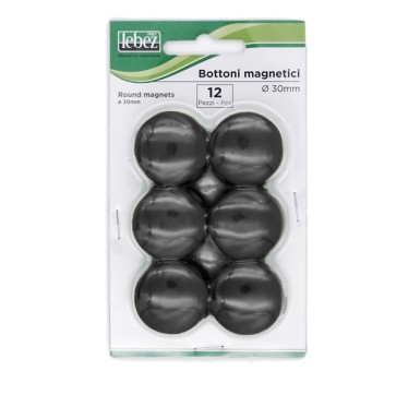 Bottoni magnetici - diametro 3 cm - nero - Lebez - conf. 12 pezzi
