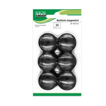 Bottoni magnetici - diametro 4 cm - nero - Lebez - conf. 12 pezzi