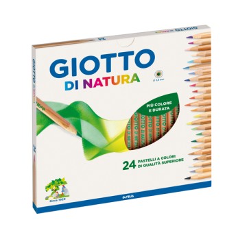Pastelli colorati Natura - diametro mina 3,8 mm - legno di cedro - colori assortiti - Giotto - astuccio 24 pezzi