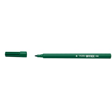 Pennarelli Office - punta feltro - punta fine -  tratto 0,7 mm - verde - Tratto - conf. 12 pezzi