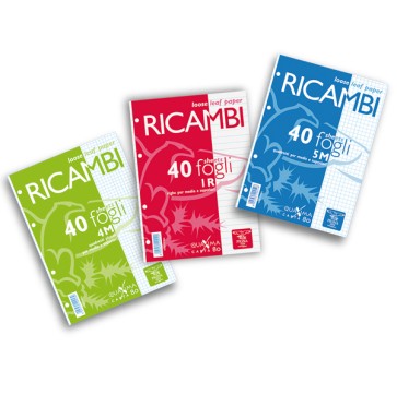 Ricambi forati Quaxima - A4 - 10 mm - 80 gr - 40 fogli - Pigna