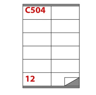 Etichette adesive C/504 - in carta - permanenti - 105 x 48 mm - 12 et/fg - 100 fogli - bianco - Markin