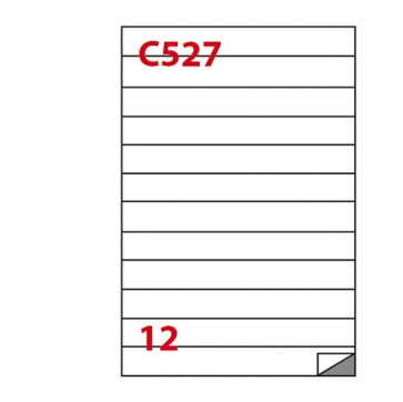 Etichette adesive C/527 - in carta - permanenti - 210 x 24,75 mm - 12 et/fg - 100 fogli - bianco - Markin