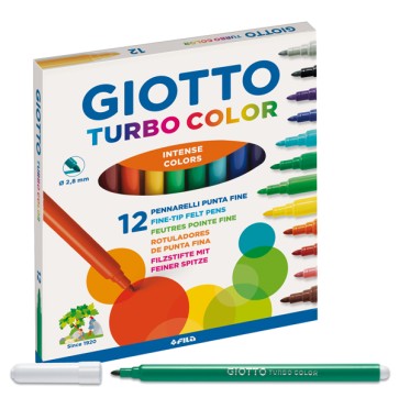 Pennarelli Turbo Color - punta D2,8mm - colori assortiti - Giotto - astuccio 12 pezzi