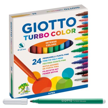 Pennarelli Turbo Color - punta D2,8mm - colori assortiti - Giotto - astuccio 24 pezzi