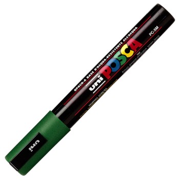 Marcatore a base d'acqua Uni Posca PC5M  - punta  tonda media da 1,8mm a 2,5mm - verde - Uni Mitsubishi