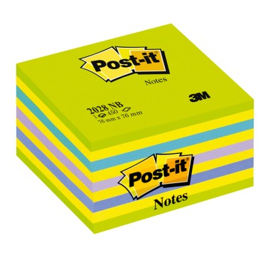 Blocco foglietti Cubo - 2028-NB - 76 x 76 mm - 72 gr - colori assortiti - 450 fogli - Post-it