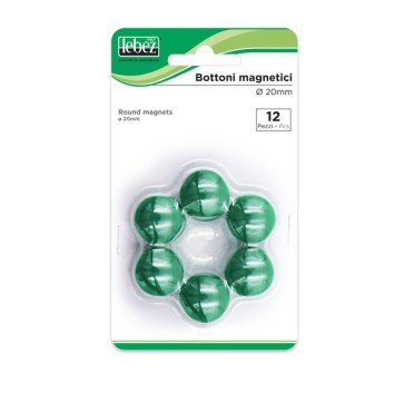 Bottoni magnetici - diametro 2 cm - verde - Lebez - blister 12 pezzi