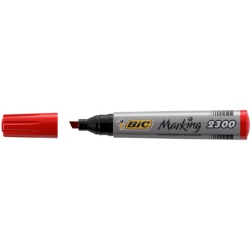Marcatori permanente Marking a base d'alcool - punta scalpello da 3,70mm a 5,50mm - rosso - Bic - conf. 12 pezzi