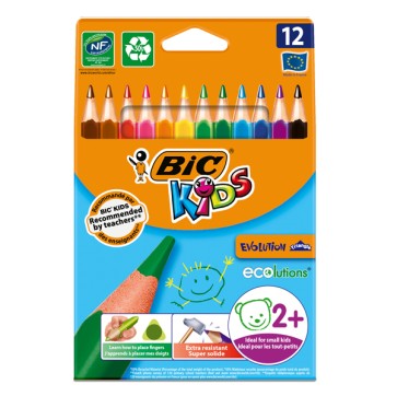 Matite colorate Kids Evolution Triangle - colori assortiti - Bic - astuccio 12 pezzi