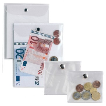 Busta con bottone Press 2E - PVC - 9,5x12 cm - trasparente - Sei Rota