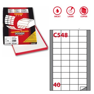 Etichette adesive C/548 - in carta - permanenti - 45 x 29,7 mm - 40 et/fg - 100 fogli - bianco - Markin