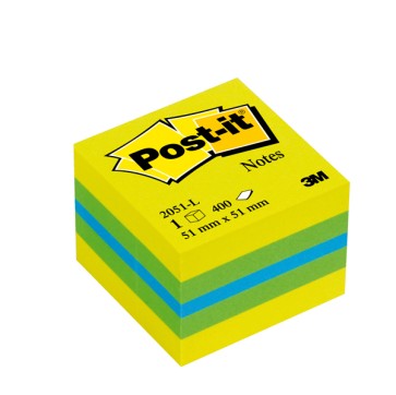Blocco foglietti Minicubo - 2051-L - 51 x 51 mm - 72 gr - colori assortiti - 400 fogli - Post-it