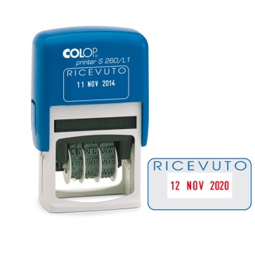 Timbro S260/L1 Datario + RICEVUTO - 4 mm - autoinchiostrante - bicolore - Colop