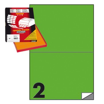 Etichette adesive C/509 - in carta - permanenti - 210 x 148,5 mm - 2 et/fg - 100 fogli - verde - Markin