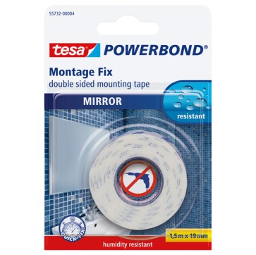 Nastro biadesivo Tesa Powerbond - per specchi - 1,9 cm x 1,5 m - bianco - Tesa - blister 1 pezzo