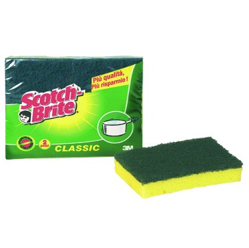 Spugna Classic - 14,2x2,4x11,5 cm - giallo/verde - Scotch-Brite - conf. 2 pezzi