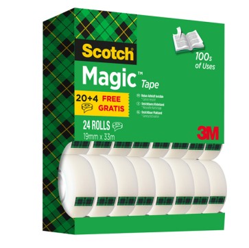 Nastro adesivo Magic 810 - permanente - 1,9 cm x 33 m - trasparente - Scotch - Value Pack 20+4 rotoli
