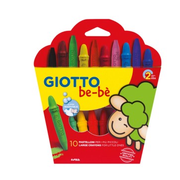 Pastelli cera super - lunghezza 7,5mm con Ø 11mm - colori assortiti - Giotto - astuccio 10 superpastelloni