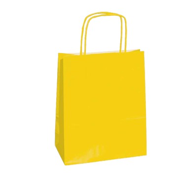 Shopper Twisted - maniglie cordino - 22 x 10 x 29 cm - carta kraft - giallo - Mainetti Bags - conf. 25 pezzi