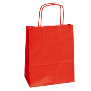 Shopper Twisted - maniglie cordino - 22 x 10 x 29 cm - carta kraft - rosso - Mainetti Bags - conf. 25 pezzi