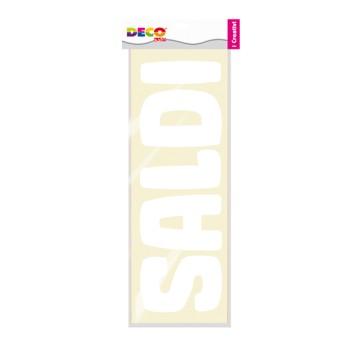 Striscione adesivo SALDI - 16x47 cm (orizzontale) - trasparente - CWR - conf. 2 pezzi
