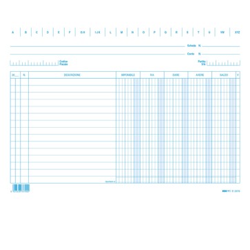100 schede dare/avere/saldo/iva - 17 x 24 cm orizz. - Edipro