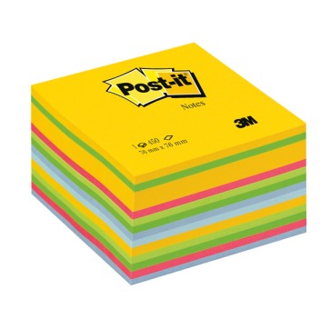 Blocco foglietti Cubo - 2030-U UL - 76 x 76 mm - 72 gr - colori assortiti - 450 fogli - Post-it