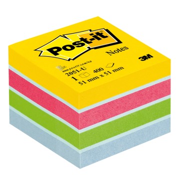 Blocco foglietti Minicubo - 2051-U - 51 x 51 mm - 72 gr - colori assortiti - 400 fogli - Post-it