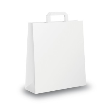 Shopper - maniglia piattina - 36 x 12 x 41 cm - carta kraft - bianco - Mainetti Bags - conf. 250 pezzi