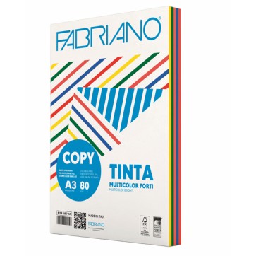 FabrianoColore - A3 - 80 gr - mix 5 colori forti - Fabriano - conf. 250 fogli