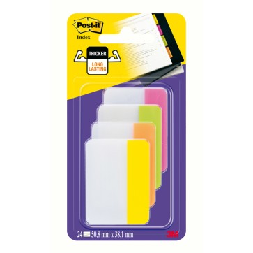 Segnapagina Post it  Index Strong - 686-PLOY - per archivio - 50,8 x 38,1 mm - rosa/lime/arancio/giallo - Post it  - conf. 24 pz