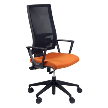 Poltrona operativa Nereide - con ruote e braccioli - arancio - Unisit