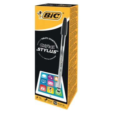 Penna a sfera Cristal Stylus - punta 1,0mm - nero - Bic - conf. 12 pezzi