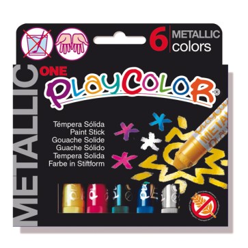 Tempera solida in stick Playcolor - 10gr - colori assortiti - Instant - astuccio 6 stick metal