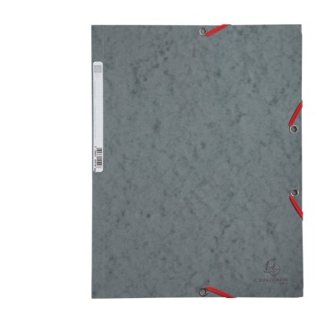 Cartellina con elastico - cartoncino lustrè - 3 lembi - 400 gr - 24x32 cm - grigio - Exacompta