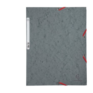 Cartellina con elastico - cartoncino lustrE' - 3 lembi - 400 gr - 24x32 cm - grigio - Exacompta