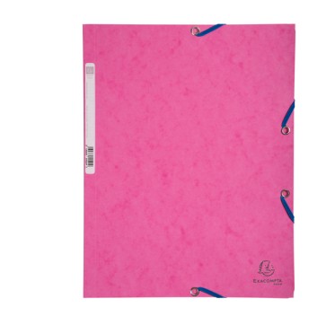 Cartellina con elastico - cartoncino lustrè - 3 lembi - 400 gr - 24 x 32 cm - rosa - Exacompta