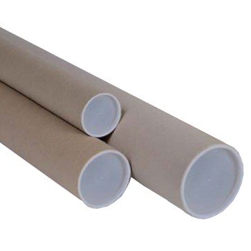 Tubo - con doppio tappo trasparente - diametro 10 cm - H 50 cm - cartone - avana - Polyedra
