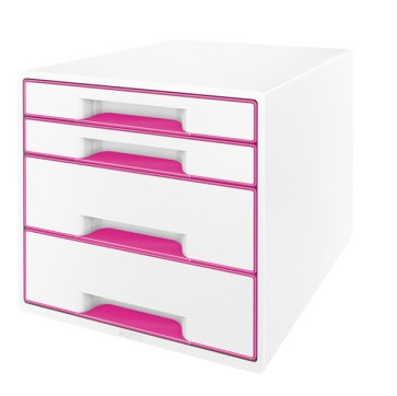 Cassettiera Cube - 28,7 x 27 x 36,3 cm - 4 cassetti - bianco/rosa - Leitz