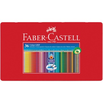 Matite colorate Colour Grip - acquerellabili - Faber-Castell - astuccio in metallo 36 pezzi