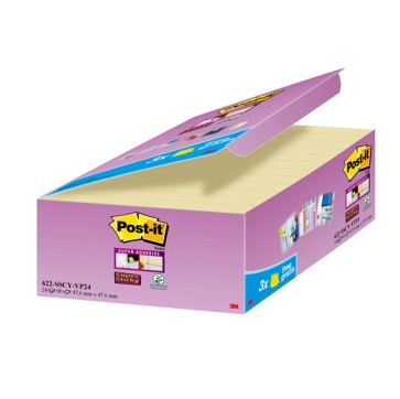 Blocco foglietti Post it  Super Sticky - 622-SSCY-VP24-EU - 47,6 x 47,6 mm - giallo Canary - 90 fogli - Post it  - conf. 24 blocchi