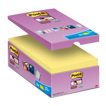 Blocco foglietti Post it  Super Sticky - 655-SSCY-VP16-EU - 76 x 127 mm - giallo Canary - 90 fogli - Post it  - conf. 16 blocchi