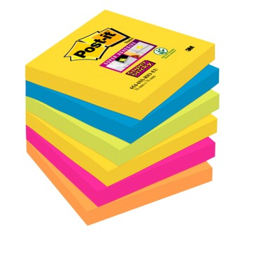 Blocco foglietti Post it  Super Sticky - 654-6SS RIO - 76 x 76 mm - colore Rio de Janeiro - 90 fogli - Post it